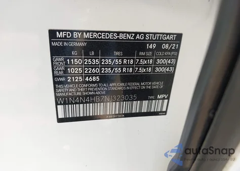 2022 Mercedes-Benz Gla 250 4Matic из США, поврежденный, VIN W1N4N4HB7NJ323035